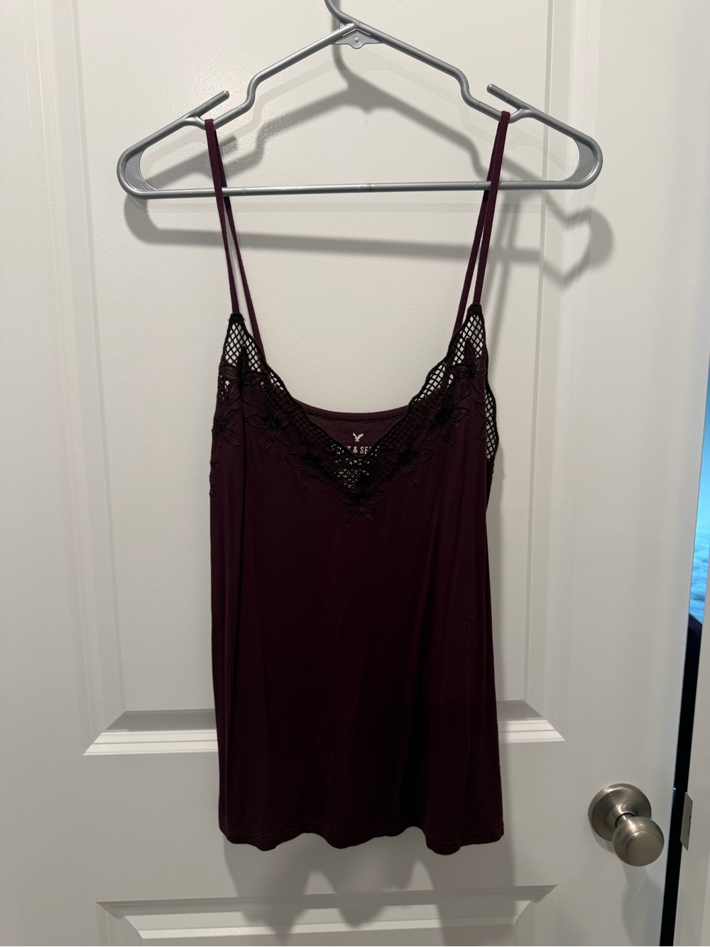 American Eagle Outfitters Lace-Detail Tank Top - Plum